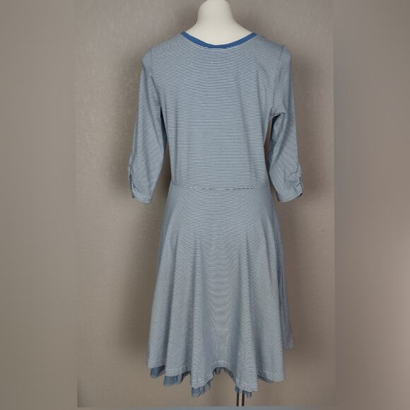 Matilda Jane Between the Lines Blue Stripe Tulle Dress Size Large - Picture 4 of 15
